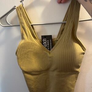Olive Ribbed Tank Top by